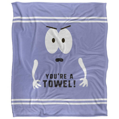  - South Park Youre A Towel Silky Towelie Supersoft Blanket Lavender/black/white (One Size)