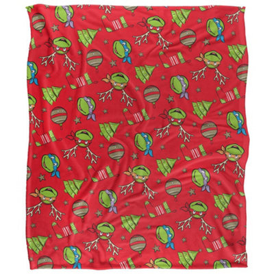 Tmnt Silky Patterned Christmas Supersoft Blanket Multicoloured (152Cm X 127Cm) from B&Q