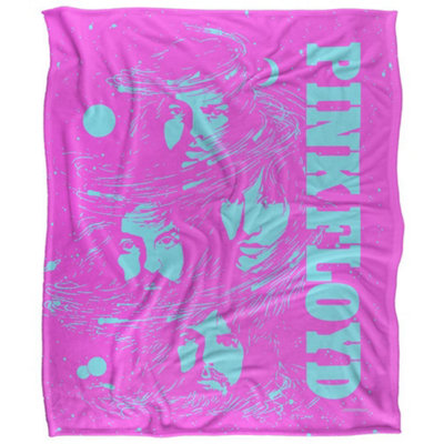  - Pink Floyd Silky Space Faces Supersoft Blanket Pink/blue (One Size)