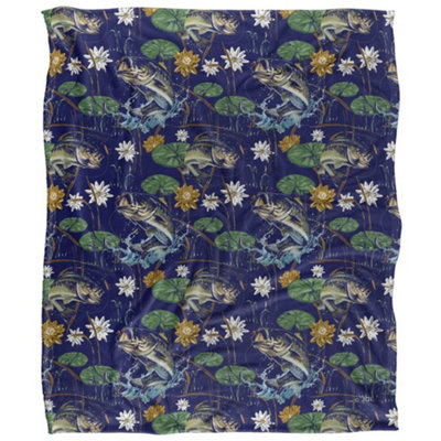 Jq Licensing Jl-Jp-Jq Silky Tiki Flower Fishing Supersoft Blanket Blue (One Size) from B&Q