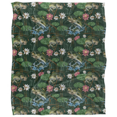 Jq Licensing Jl-Jp-Jq Silky Tiki Flower Fishing Supersoft Blanket Green (One Size) from B&Q