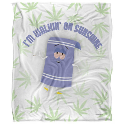  - South Park Dirty Stoned Silky Stone Towelie Supersoft Blanket White/lavender/green (One Size)
