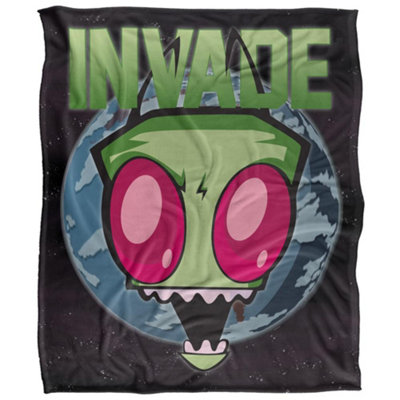 Invader Zim Invade Silky Supersoft Blanket Multicoloured (One Size) from B&Q