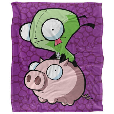 Invader Zim Silky Pig Supersoft Blanket Multicoloured (One Size) from B&Q