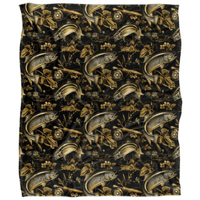 Jq Licensing Jl-Jp-Jq Silky Patterned Fishing Supersoft Blanket Multicoloured (One Size) from B&Q