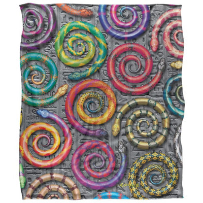  - Royce Mcclure Hisstory Snake Silky Supersoft Blanket Multicoloured (152Cm X 127Cm)