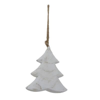 B&Q -  White Washed Christmas Tree Hanging Decoration White (One Size)