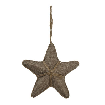 B&Q -  Jute Star Hanging Decoration Brown (6Cm X 20Cm X 20Cm)