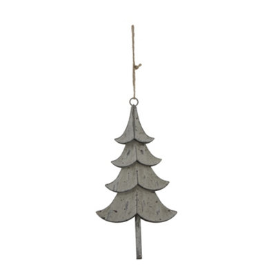 B&Q -  Metal Tree Christmas Hanging Decoration Grey (23Cm X 2Cm X 11Cm)