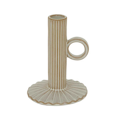 Hill Interiors White Ceramic Tapered Candle Holder (14Cm X 11Cm X 11Cm) 14Cm
