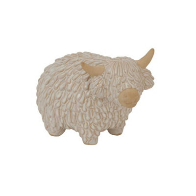 B&Q -  Ceramic Highland Cow Christmas Decoration White (17Cm X 12Cm X 24Cm)