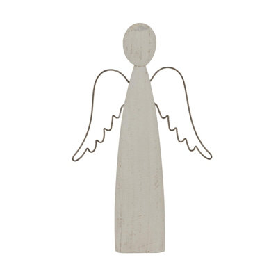 Hill Interiors White Washed Angel Christmas Decoration White/black (L) from B&Q
