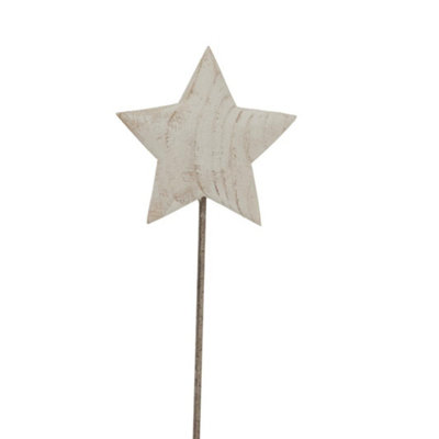 B&Q -  White Washed Star Christmas Decoration White/black (L)