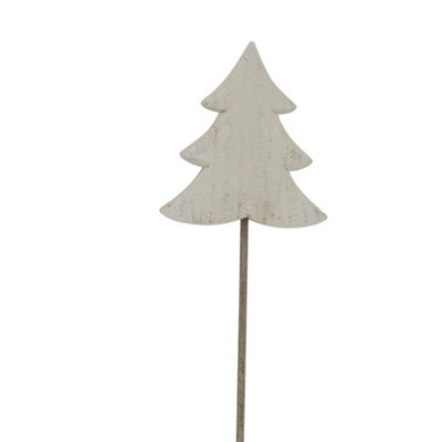 B&Q -  White Washed Pine Tree Christmas Decoration White/black (57Cm X 12Cm X 17Cm)