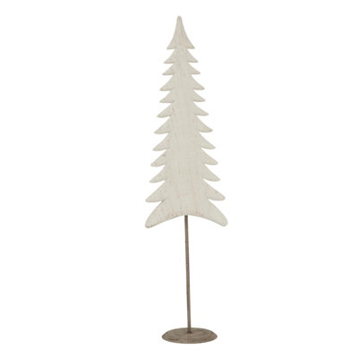 B&Q -  White Washed Pine Tree Christmas Decoration White/black (71Cm X 12Cm X 18Cm)
