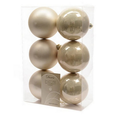 Kaemingk Shatterproof Plain Bauble (Pack Of 6) Pearl (One Size) from B&Q