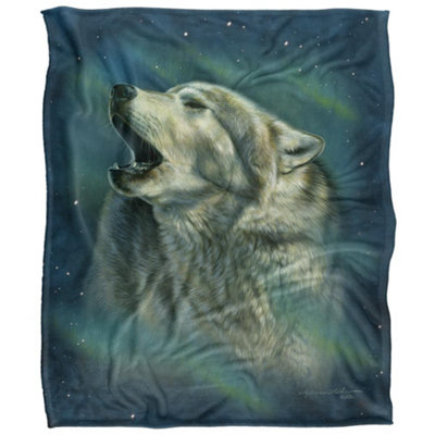 Aurora Silky Howling Wolf Supersoft Blanket Multicoloured/multicoloured (152Cm X 127Cm) from B&Q