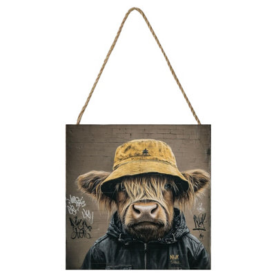 Pyramid International Liam Highland Cow Plaque Multicoloured (One Size) from B&Q