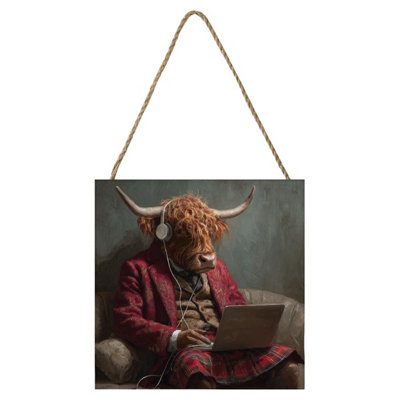 Pyramid International Highland Blogger Highland Cow Plaque Multicoloured (One Size) from B&Q