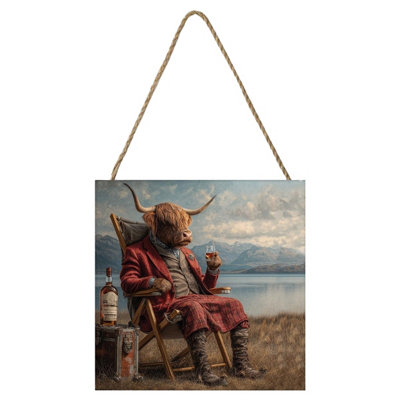 Pyramid International Dram By The Loch Highland Cow Plaque Multicoloured (One Size) from B&Q