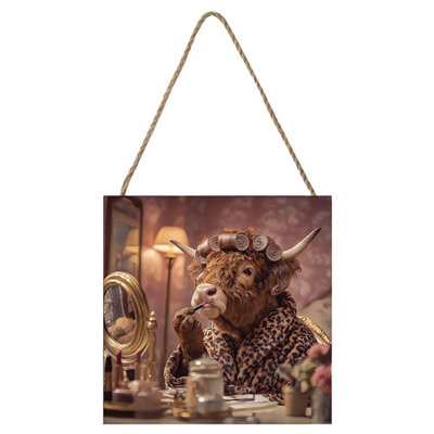 Pyramid International Beautiful Cow Highland Cow Plaque Multicoloured (One Size) from B&Q
