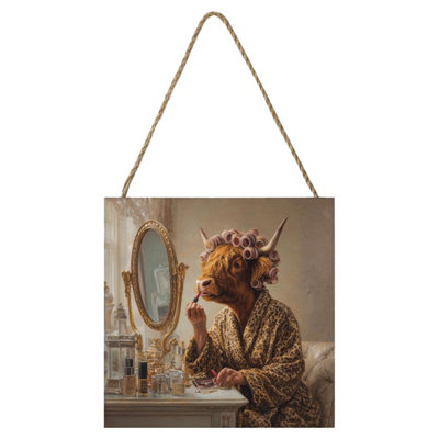 Pyramid International Cows Night Out Highland Cow Plaque Multicoloured (One Size) from B&Q