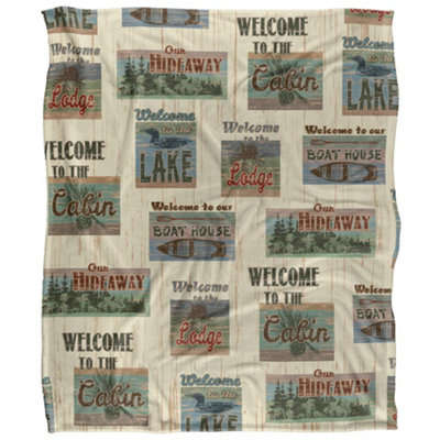 Jq Licensing Jl-Jp Welcome To The Cabin Lake Signs Silky Supersoft Blanket Multicoloured/multicoloured (One SizeOne Size) from B&Q