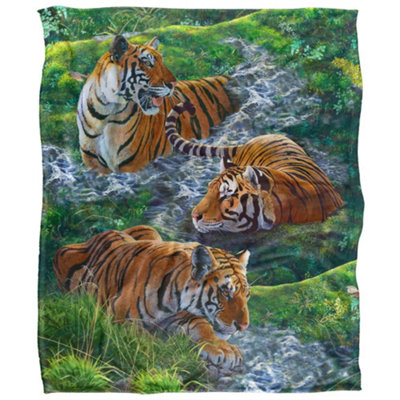 Jq Licensing Silky Tiger Supersoft Blanket Multicoloured (One Size) from B&Q