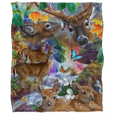 Jq Licensing Jg-Jp Silky Deer Supersoft Blanket Multicoloured (One Size) from B&Q