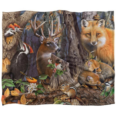 Jq Licensing Jg-Jp Silky Forest Animals Supersoft Blanket Multicoloured/multicoloured (One SizeOne Size) from B&Q