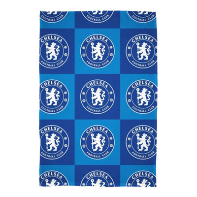 B&Q Blue/White Chelsea Fc Polyester Checkered Fleece Blanket (150Cm X 100Cm) 150Cm