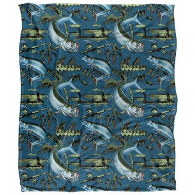 Jq Licensing Jl-Jp-Jq Silky Tiki Flower Fishing Supersoft Blanket Blue (One Size) from B&Q