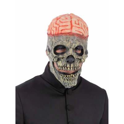  - Smiffys Exposed Brain Skull Latex Mask Multicoloured (One Size)