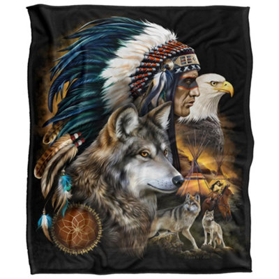 Jq Licensing Silky Wolf & Eagle Supersoft Blanket Multicoloured (152Cm X 127Cm) from B&Q