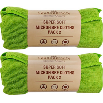 Groundsman Microfibre Cleaning Cloth (Pack Of 2) Green (One Size) from B&Q