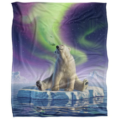 Jq Licensing Aurora Borealis Silky Polar Bear Supersoft Blanket Multicoloured (One Size) from B&Q