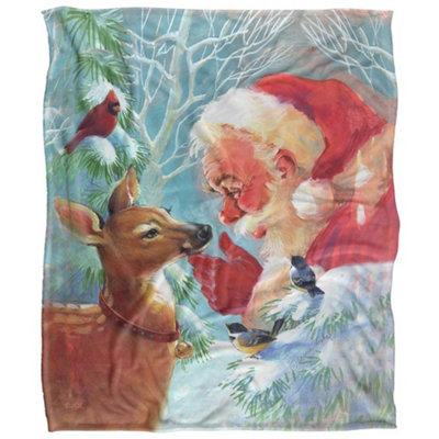 Jq Licensing Silky Fawn Santa Claus Christmas Supersoft Blanket Multicoloured (152Cm X 127Cm) from B&Q