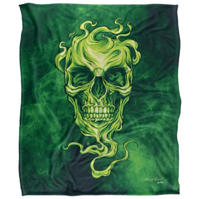 Jq Licensing Glowing Green Silky Skull Supersoft Blanket Multicoloured (152Cm X 127Cm) from B&Q