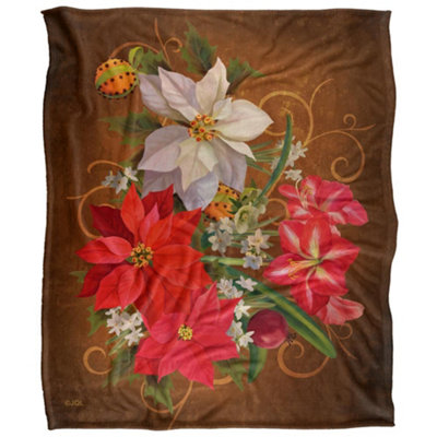 Jq Licensing Silky Poinsettia Supersoft Blanket Multicoloured (152Cm X 127Cm) from B&Q