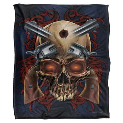 Jq Licensing Silky Skull & Guns Supersoft Blanket Multicoloured (152Cm X 127Cm) from B&Q