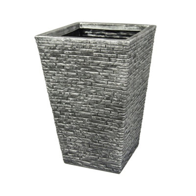 Strata Tall Planter Slate (One Size) from B&Q