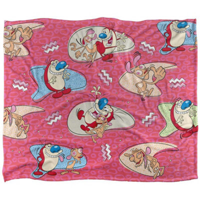 The Ren & Stimpy Show Silky Patterned Supersoft Blanket Multicoloured (One Size) from B&Q