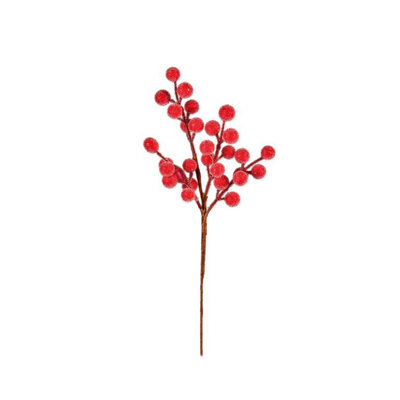 - Premier Frosted Berry Christmas Tree Pick Red (30Cm)