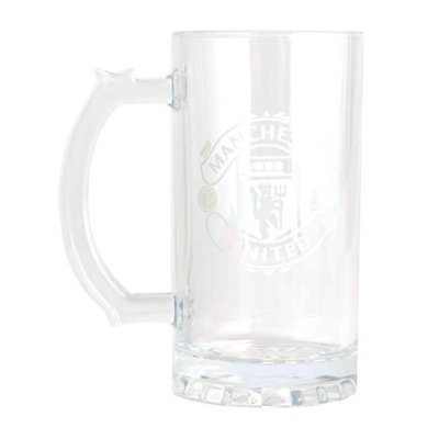 Manchester United Fc Unisex Clear Crest Glass Tankard In - Image 3
