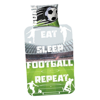 K Collection Its Coming Home Eat Sleep Football Repeat Panel Duvet Set Multicoloured (Single)