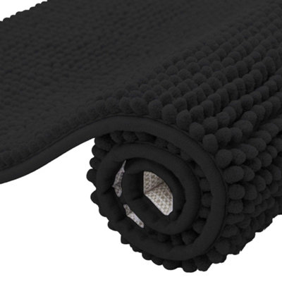 K Collection Chenille Bath Mat Black (60Cm X 40Cm) from B&Q
