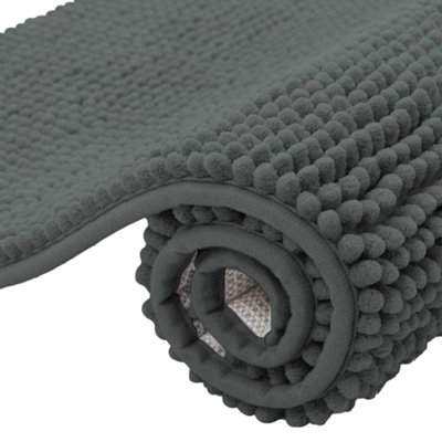 K Collection Chenille Bath Mat Grey (60Cm X 40Cm) from B&Q