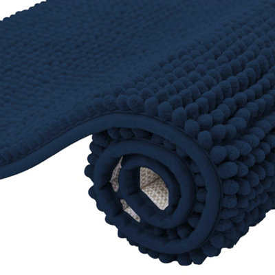 K Collection Chenille Bath Mat Navy (60Cm X 40Cm) from B&Q