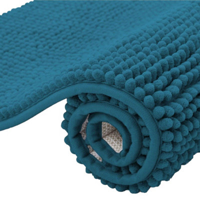 K Collection Chenille Bath Mat Teal (60Cm X 40Cm) from B&Q