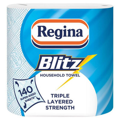 B&Q -  Blitz 3 Ply Kitchen Roll (Pack Of 2) White (One Size)